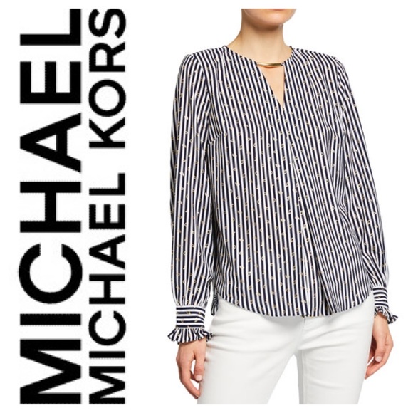 Michael Kors Tops - New Michael Kors Stripe & Paisley Printed Blouse